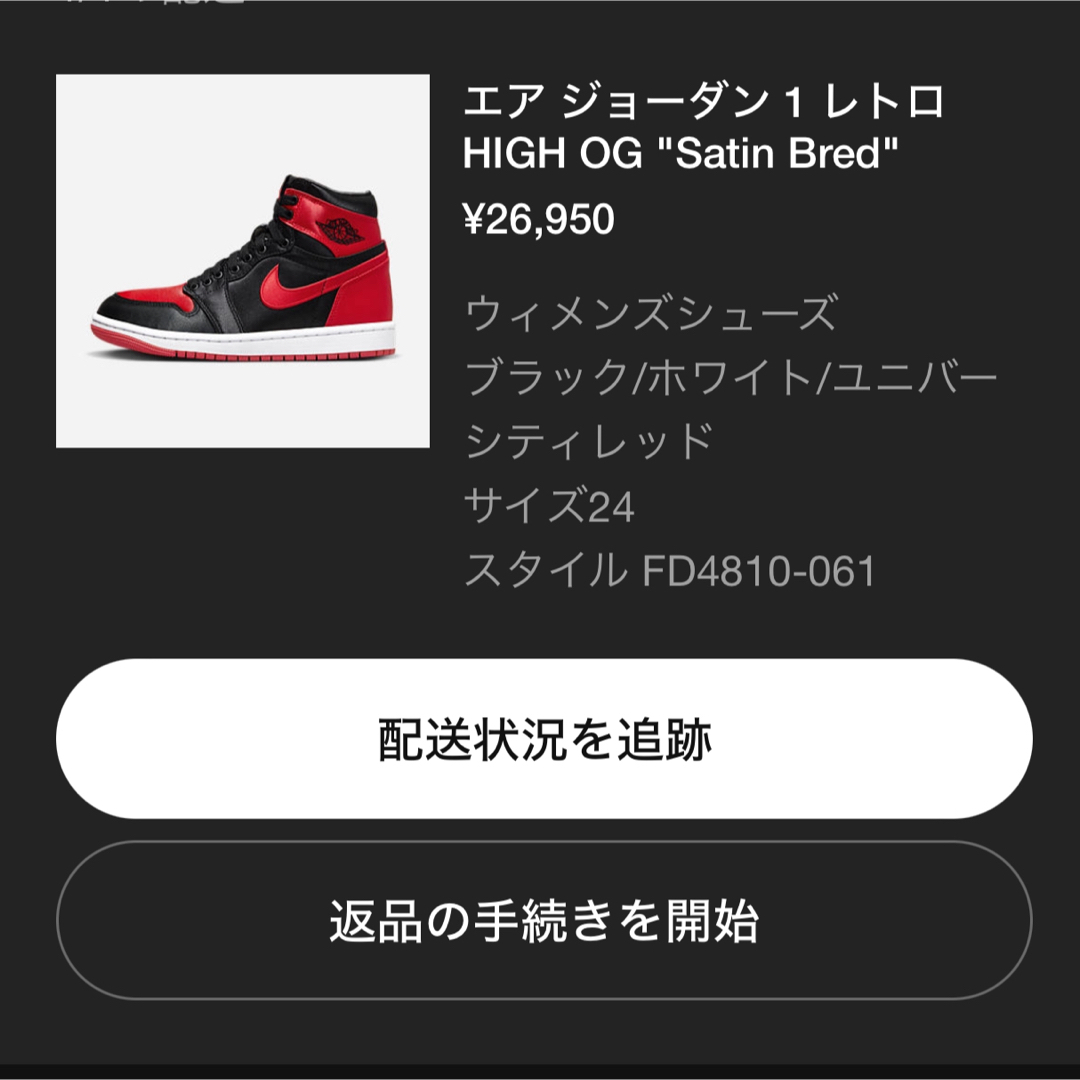 Jordan Brand（NIKE）(ジョーダン)のエア ジョーダン1レトロHIGH OG "Satin Bred" レディースの靴/シューズ(スニーカー)の商品写真