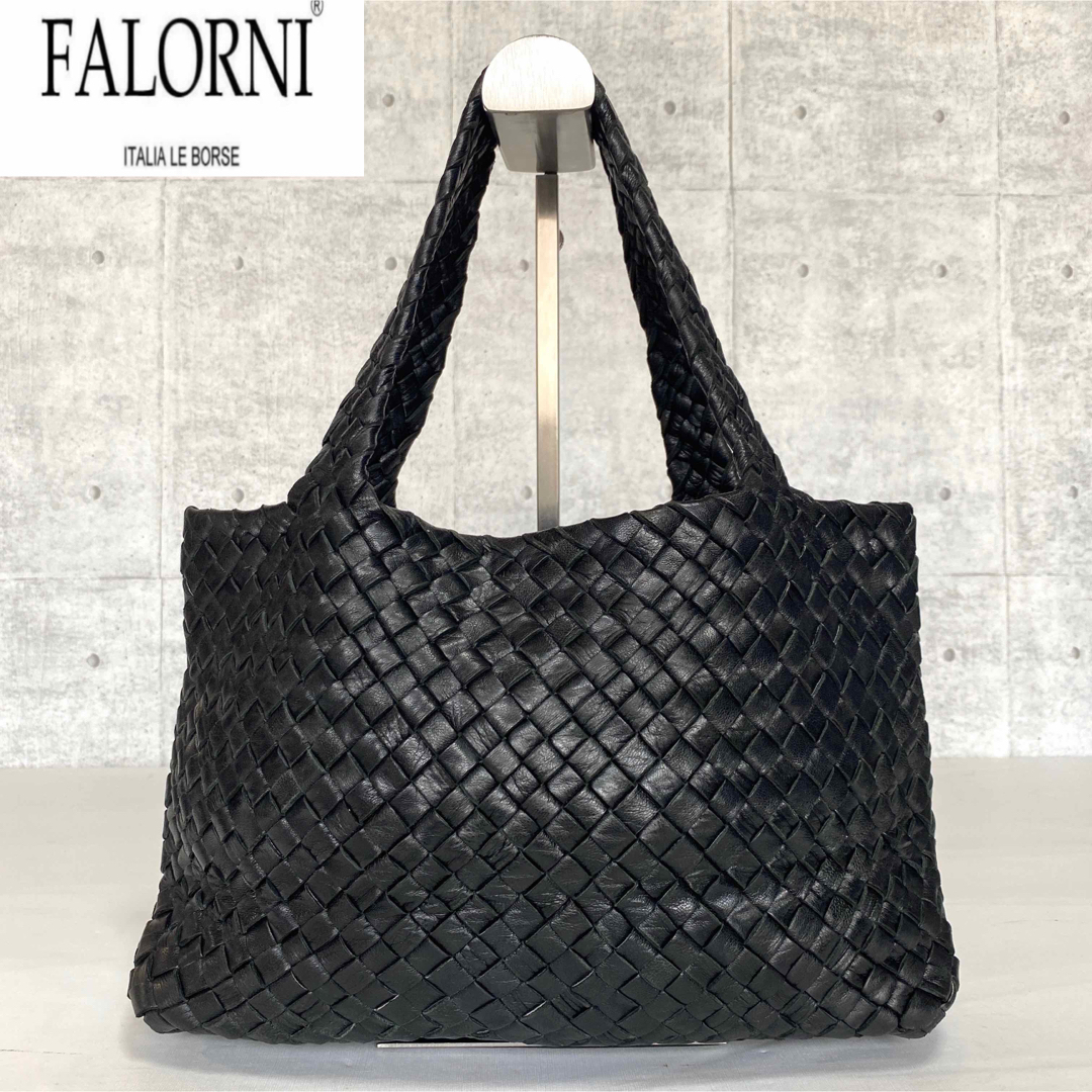 FALORNI - 【良品】FALORNI イントレチャート BLACK ラムレザー