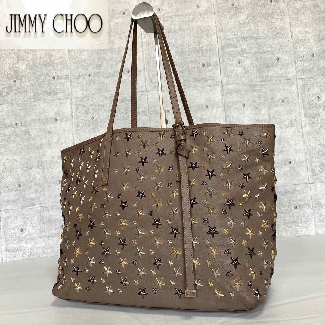 JIMMY CHOO - 【JIMMY CHOO】SASHA/M 3色スタッズ グレージュ トート