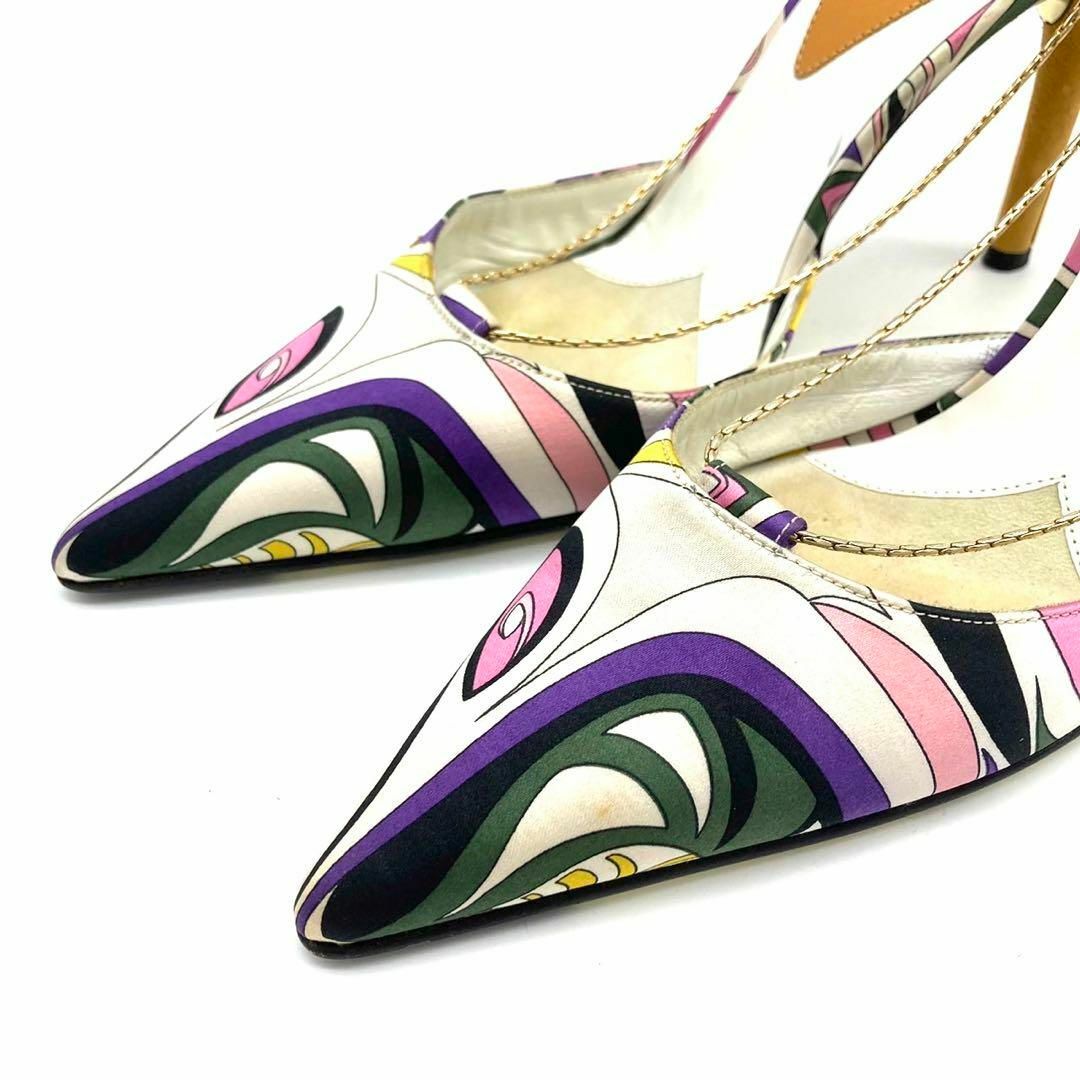 EMILIO PUCCI(エミリオプッチ)の✨️美品✨️エミリオプッチ 22.5cm サテン マルチカラー レディースの靴/シューズ(ミュール)の商品写真