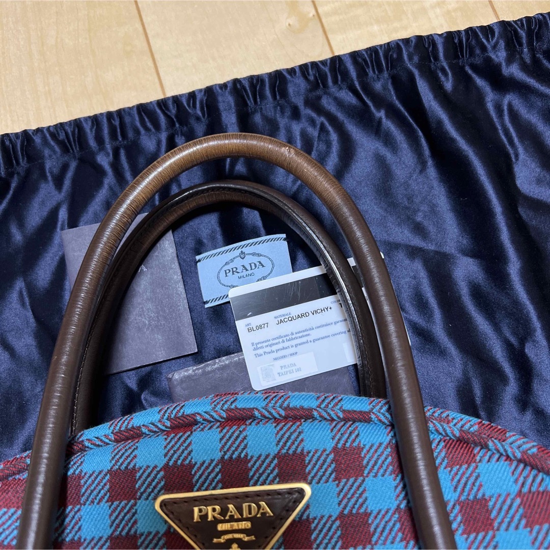 PRADA(プラダ)のPRADA ギンガムチェック ボーリングバッグ レディースのバッグ(ハンドバッグ)の商品写真