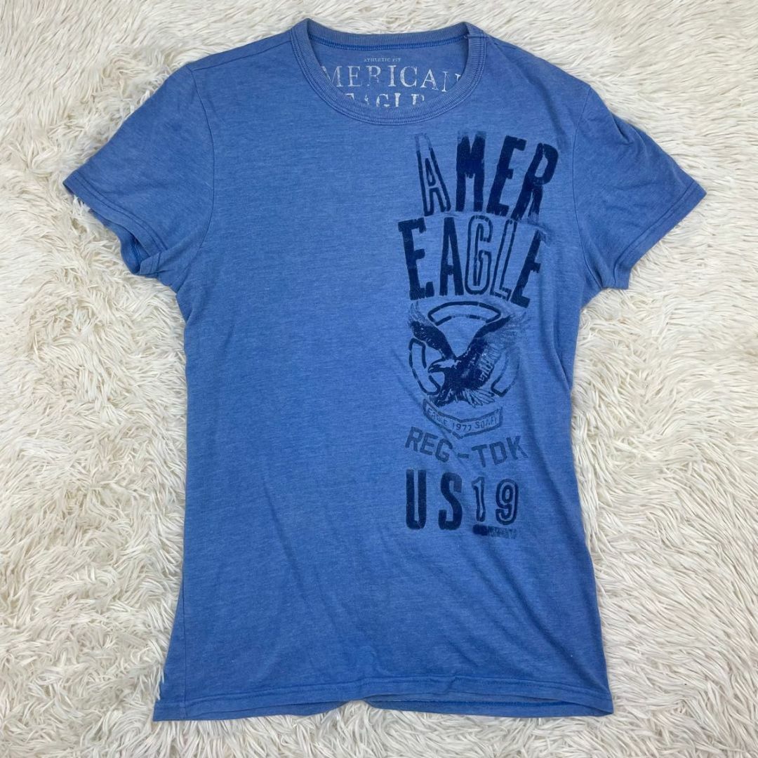 American Eagle(アメリカンイーグル)のレトロ風Ｔシャツ AMERICAN EAGLE アメリカン イーグル ブルー メンズのトップス(Tシャツ/カットソー(半袖/袖なし))の商品写真