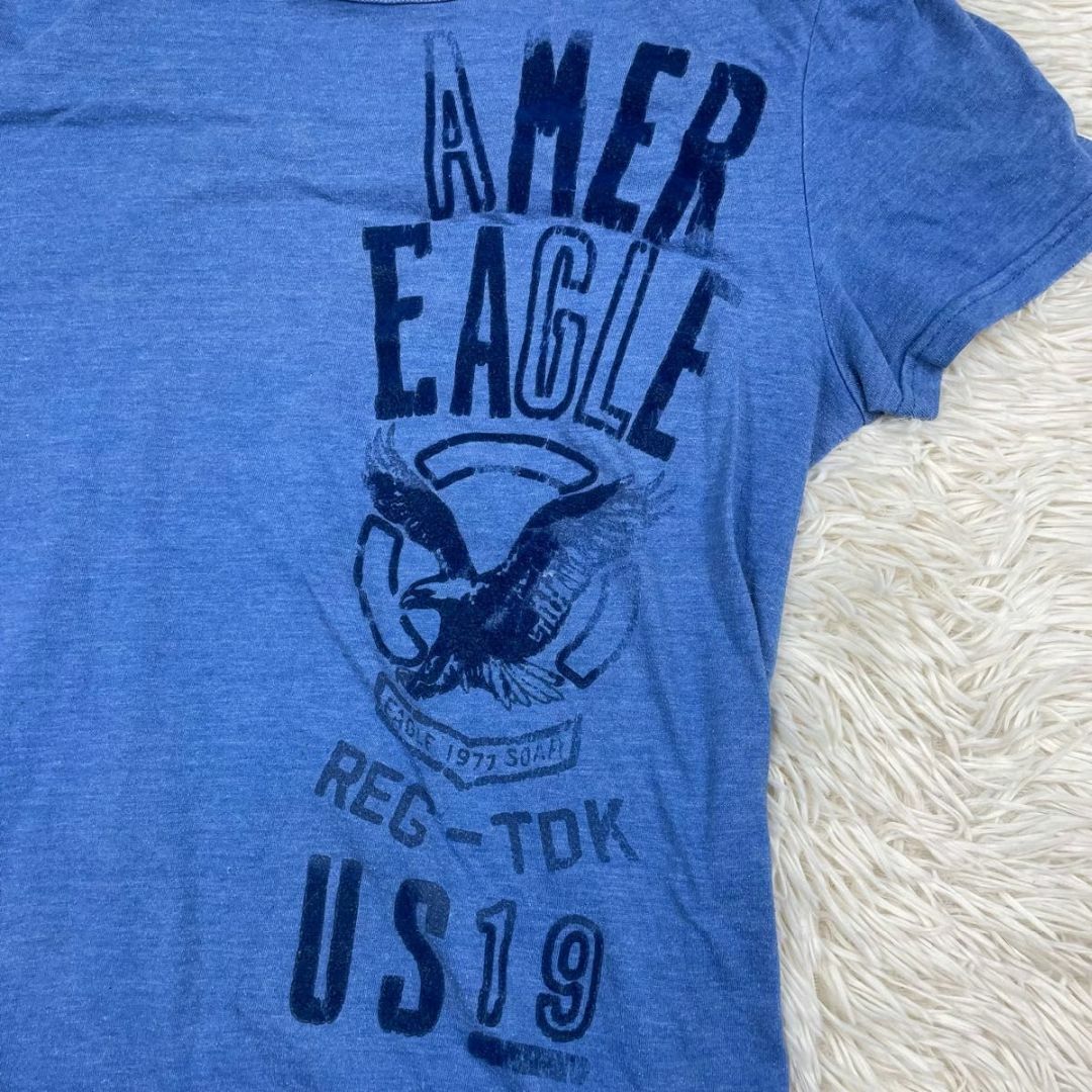 American Eagle(アメリカンイーグル)のレトロ風Ｔシャツ AMERICAN EAGLE アメリカン イーグル ブルー メンズのトップス(Tシャツ/カットソー(半袖/袖なし))の商品写真