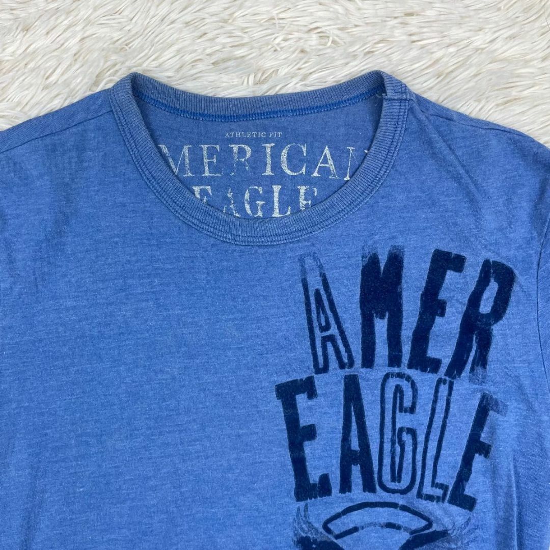 American Eagle(アメリカンイーグル)のレトロ風Ｔシャツ AMERICAN EAGLE アメリカン イーグル ブルー メンズのトップス(Tシャツ/カットソー(半袖/袖なし))の商品写真