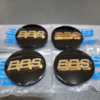 ビービーエス(BBS)のBBS センターキャップ エンブレム ブラック/ゴールド文字 70パイ 56.2(車外アクセサリ)