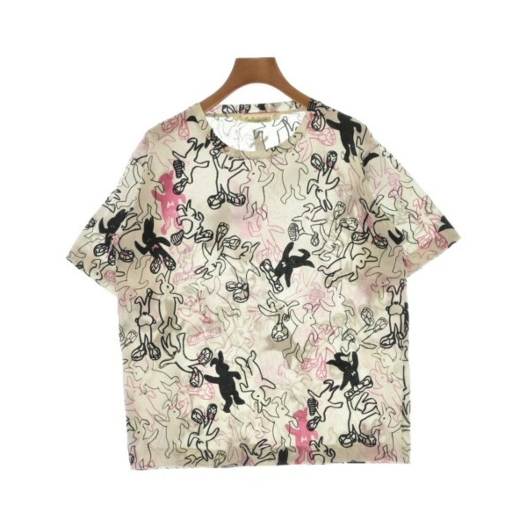 MARNI マルニ Tシャツ・カットソー 40(M位) 白x黒xピンク(総柄)半袖柄