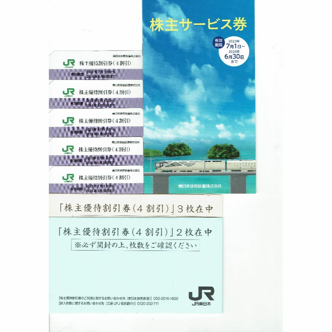 JR(ジェイアール)のJR東日本　株主優待割引券5枚＋株主サービス券1冊　普通郵便送料無料 チケットの優待券/割引券(その他)の商品写真