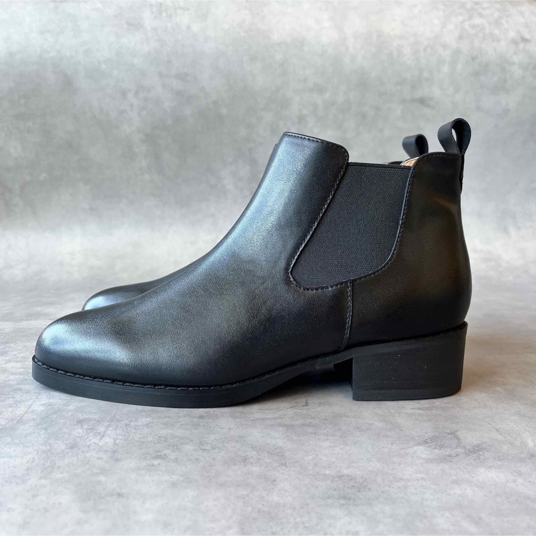【高評価】日本製本革サイドゴアブーツ　24cm黒ブラック レディースの靴/シューズ(ブーツ)の商品写真