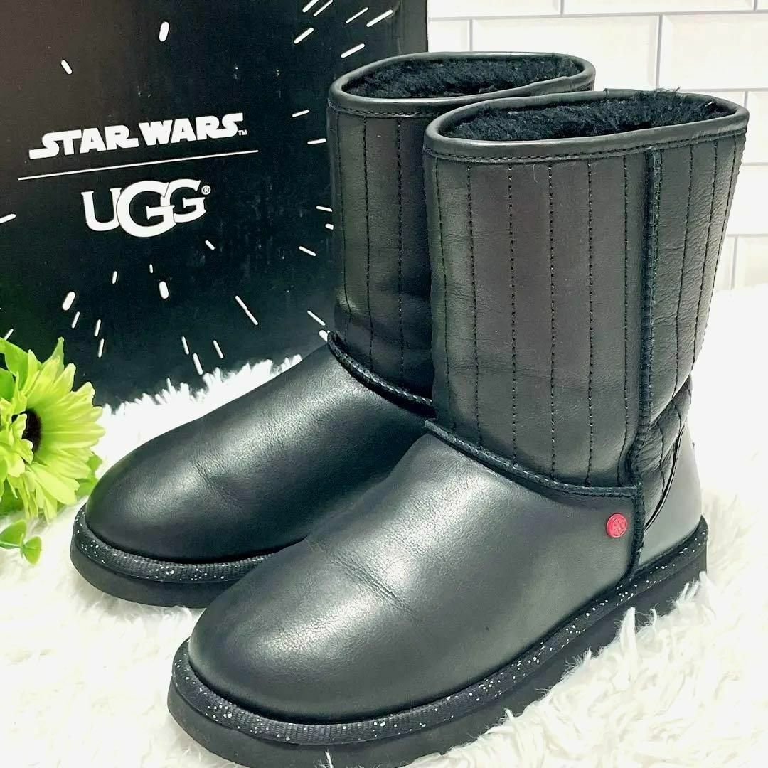 UGG スターウォーズ 23cm ムートンブーツ レザー ブラック-