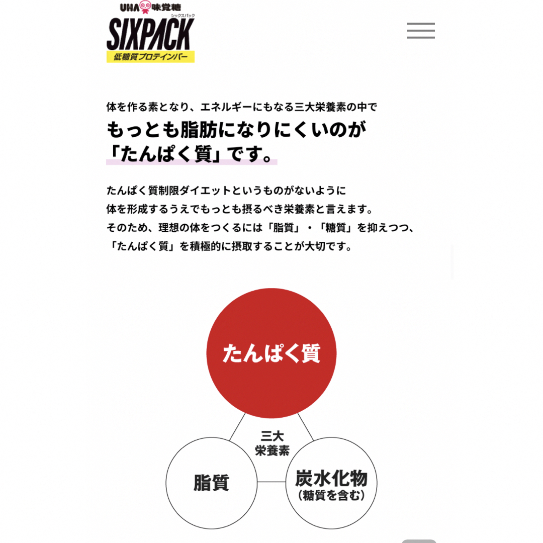 UHA味覚糖(ユーハミカクトウ)のUHA味覚糖　プロテインバー　SIXPACK     チョコナッツ味 食品/飲料/酒の食品(その他)の商品写真