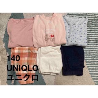 ユニクロ(UNIQLO)のパジャマ　女の子　140  冬　ユニクロ　セット　まとめ　長袖　フリース　(パジャマ)