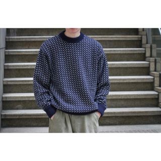 コモリ(COMOLI)のHERILL Old Jacquard Knit Navy ヘリル size 2(ニット/セーター)