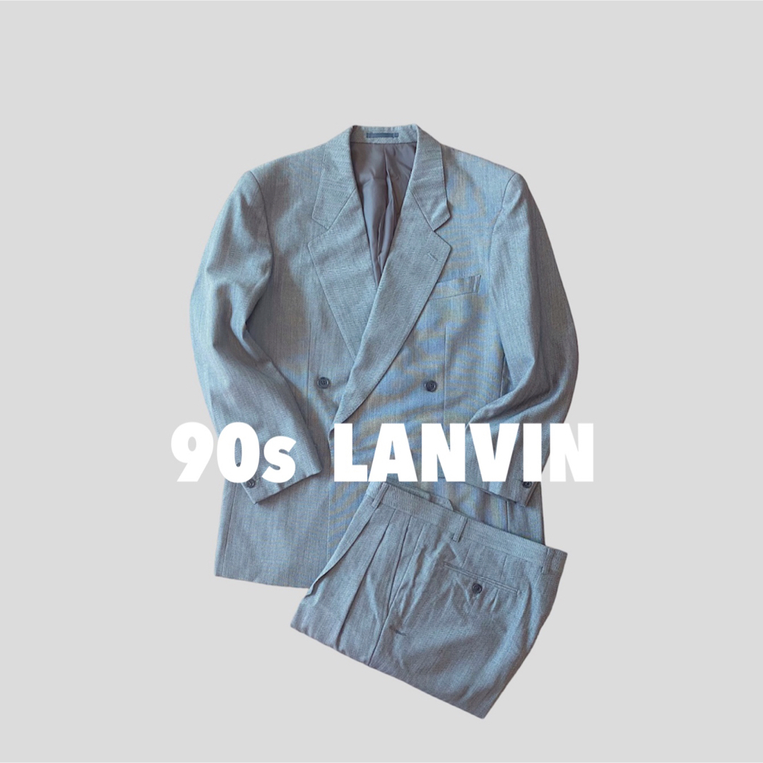 【M】LANVIN セットアップ スーツ グレー 古着 ダブル ジャケット 美品 | フリマアプリ ラクマ