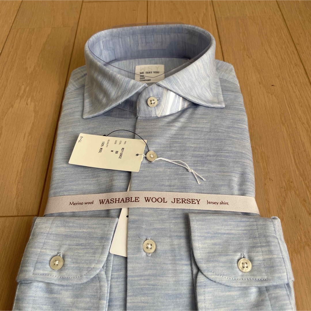 THE SUIT COMPANY(スーツカンパニー)のスーツカンパニー　長袖ドレスシャツ　ウールジャージー素材サイズM39-84ブルー メンズのトップス(シャツ)の商品写真