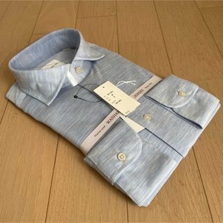 スーツカンパニー(THE SUIT COMPANY)のスーツカンパニー　長袖ドレスシャツ　ウールジャージー素材サイズM39-84ブルー(シャツ)