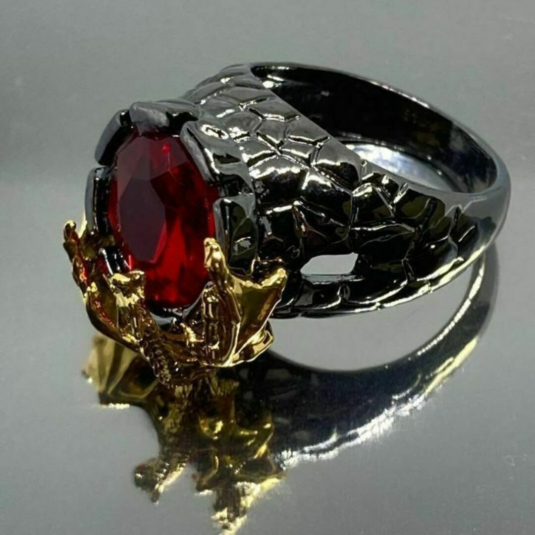 ドラゴン リング シルバー 指輪 サファイア ゴールド ヴィンテージ 龍 16号 メンズのアクセサリー(リング(指輪))の商品写真