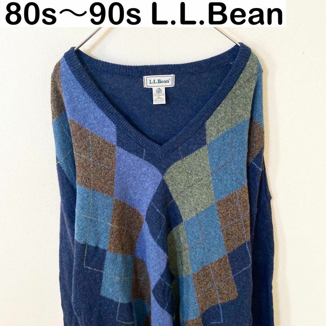 11600円 L.L.Bean Vネック ニット 古着 スコットランド製 80s〜90s www