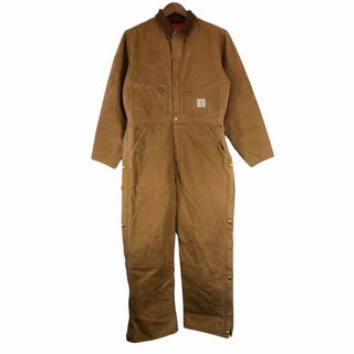 Carhartt カーハート ダック生地 オールインワン 防寒  ワーク  アメカジ ブラウン (メンズ Lサイズ相当) 中古 古着 O9773