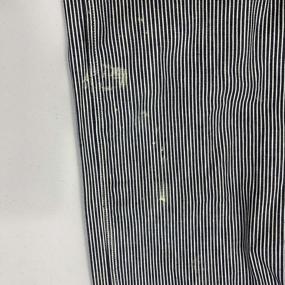 60年代 Sears シアーズ HERCULES バットダイデニム オーバーオール ワーク アメカジ ヒッコリー柄 ブルー (メンズ 38×32) 中古 古着 O9776 メンズのパンツ(サロペット/オーバーオール)の商品写真