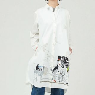 グラニフ(Design Tshirts Store graniph)のグラニフ　graniph　コラボ　未だ見ぬ明日に(中村佑介)｜シャツワンピース(ロングワンピース/マキシワンピース)