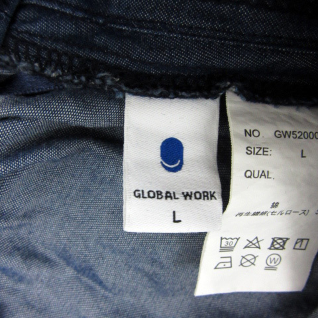 GLOBAL WORK(グローバルワーク)のグローバルワーク ダンガリーパンツ ガウチョパンツ ワイドパンツ 七分丈 L 青 レディースのパンツ(その他)の商品写真
