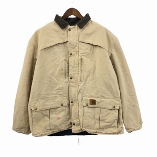 カーハート(carhartt)の80年代 USA製 Carhartt カーハート ダック生地 ワークジャケット ワーク  アメカジ ベージュ (メンズ XL) 中古 古着 O9800(その他)