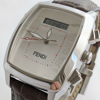 フェンディ(FENDI)の箱付き フェンディ FENDI デジアナ シルバー文字盤 アナデジ クオーツ(腕時計(アナログ))