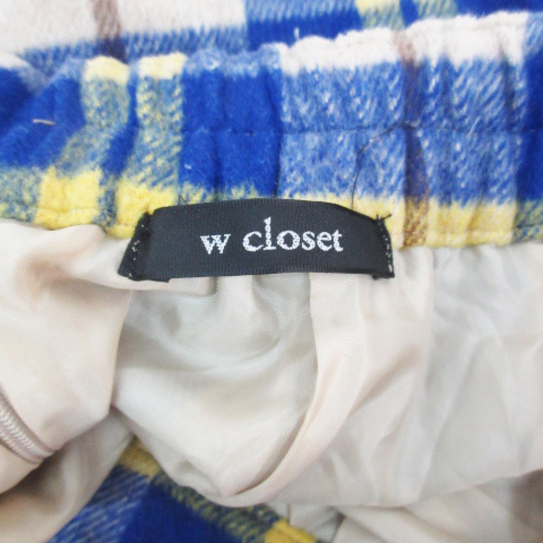 w closet(ダブルクローゼット)のダブルクローゼット タイトスカート ミモレ丈 チェック柄 F ベージュ 青 レディースのスカート(ひざ丈スカート)の商品写真