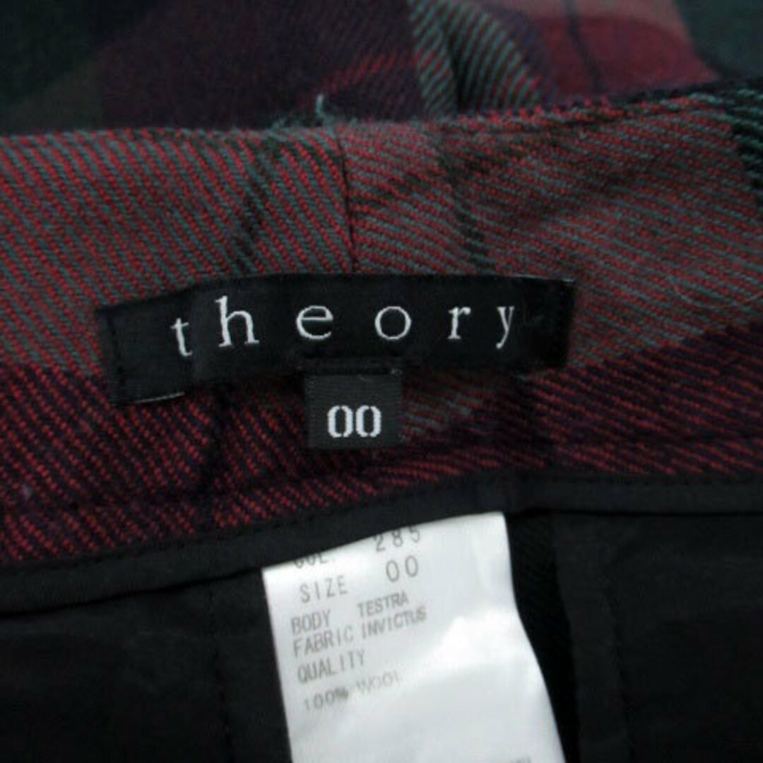 theory(セオリー)のセオリー テーパードパンツ チェック柄 ウール 00 ボルドー モスグリーン レディースのパンツ(その他)の商品写真