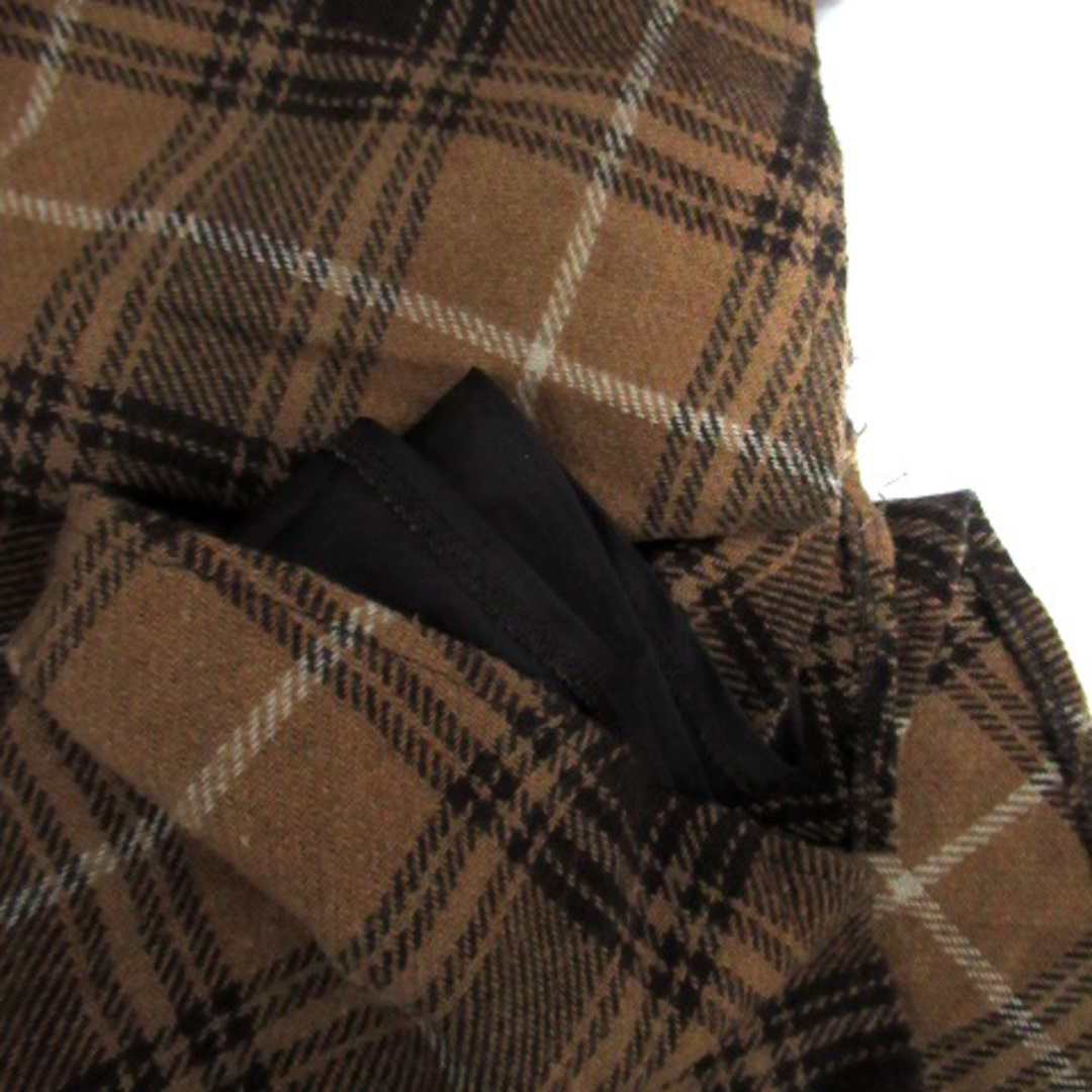 LAURA ASHLEY(ローラアシュレイ)のローラアシュレイ フレアスカート チェック柄 ウール混 12 茶色 ブラウン 黒 レディースのスカート(ロングスカート)の商品写真