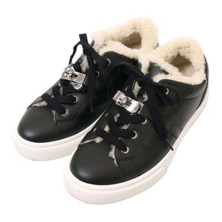 HERMESエルメス　クール　キャンバス/レザースニーカー37 [24] 極美品