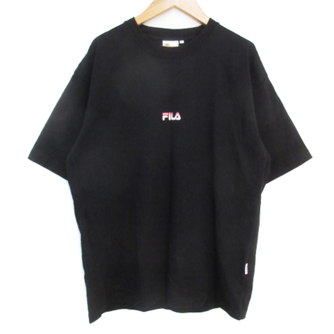 FILA(フィラ)のフィラ Tシャツ カットソー 半袖 クルーネック ロゴプリント L 黒 ブラック メンズのトップス(Tシャツ/カットソー(半袖/袖なし))の商品写真