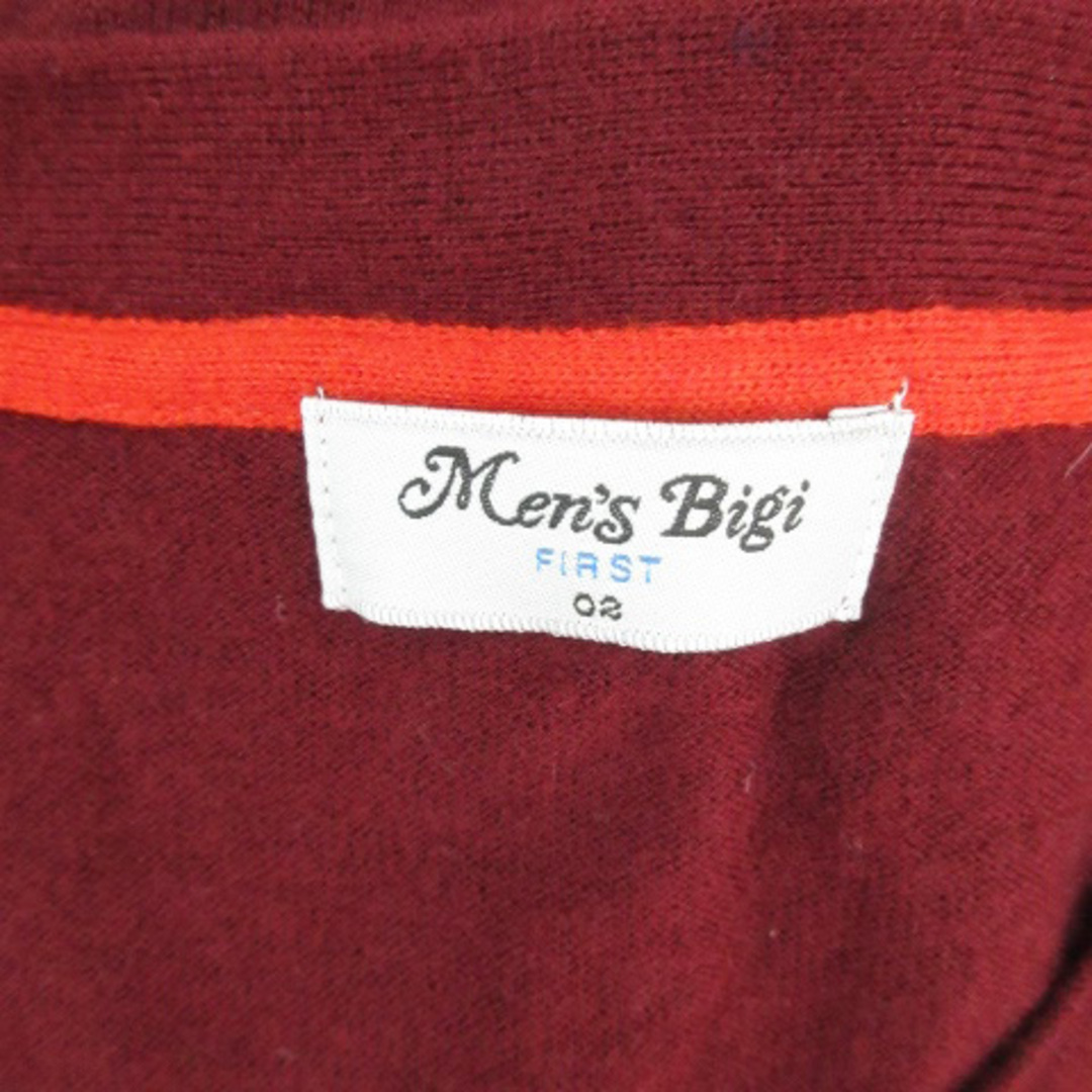 MEN'S BIGI(メンズビギ)のメンズビギ カーディガン ミドル丈 Vネック ウール混 02 ボルドー メンズのトップス(カーディガン)の商品写真