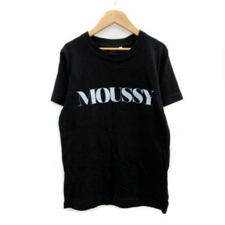 マウジー(moussy)のマウジー Tシャツ カットソー 半袖 ラウンドネック ロゴプリント F ブラック(Tシャツ(半袖/袖なし))