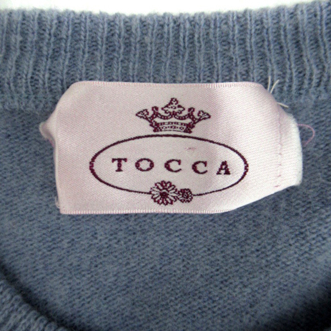 TOCCA(トッカ)のトッカ TOCCA ニットカーディガン ミドル丈 ビジュー フェイクパール 青 レディースのトップス(カーディガン)の商品写真