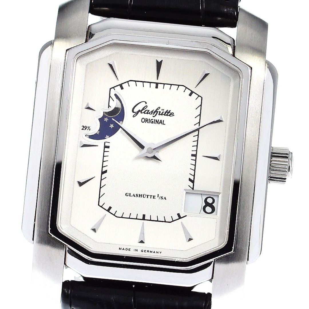 Glashutte Original(グラスヒュッテオリジナル)のグラスヒュッテ・オリジナル GLASHUTTE ORIGINAL セネタ カレ パノラマデイト ムーンフェイズ 自動巻き メンズ 極美品 箱付き_780787 メンズの時計(腕時計(アナログ))の商品写真