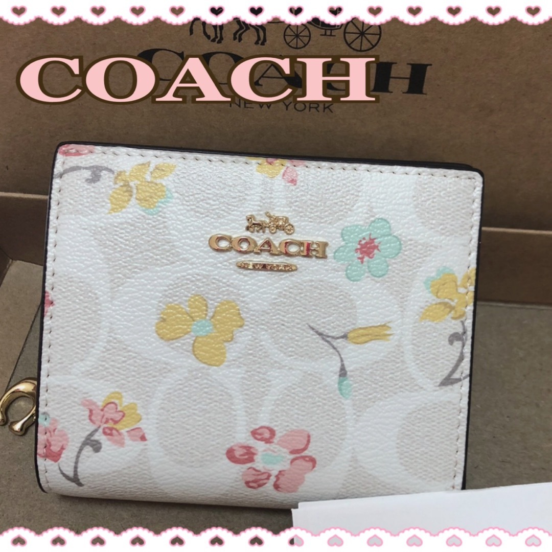 最新デザインの コーチ COACH 二つ折り財布 ワイルドフラワー c8734