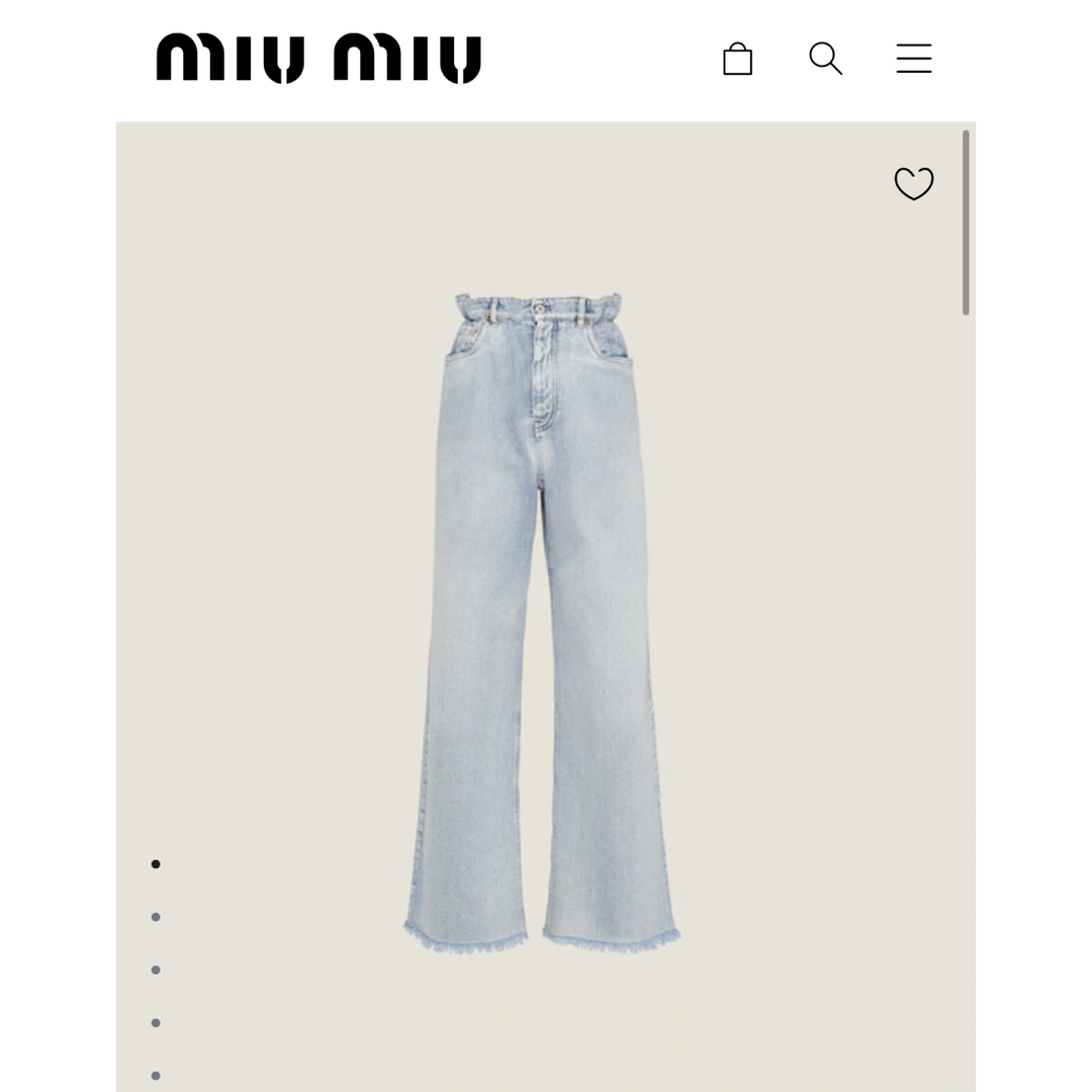 miumiu(ミュウミュウ)のMIU MIU ハイウエストデニム　25 デニムパンツ　ジーンズ レディースのパンツ(デニム/ジーンズ)の商品写真