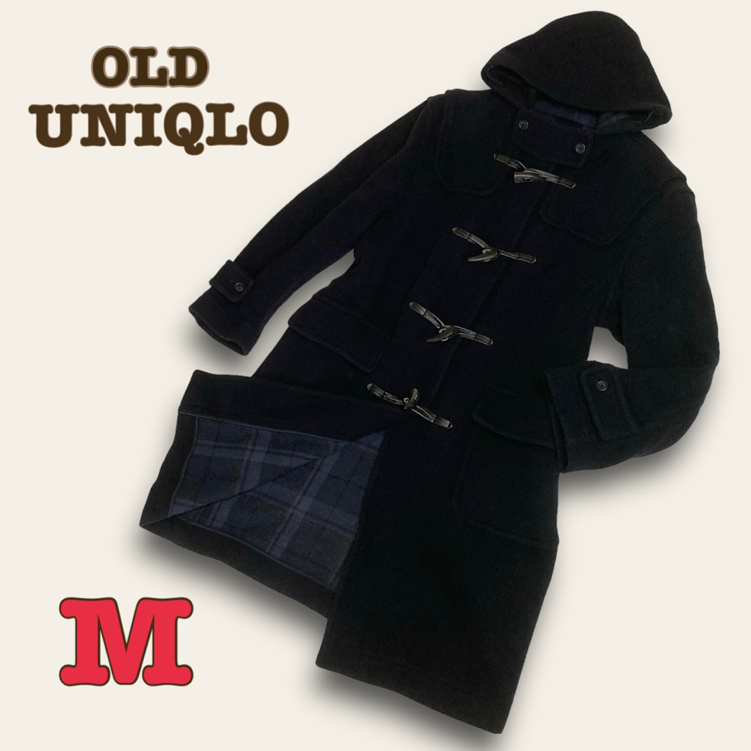 UNIQLO オールドユニクロ　ダッフルコート　ブラック　M　フード付き　古着 | フリマアプリ ラクマ