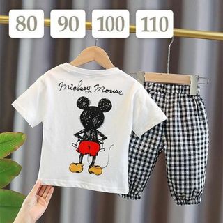 ミッキーTシャツセットアップ〔80/90/100/110〕ディズニー 子供 半袖(Ｔシャツ)