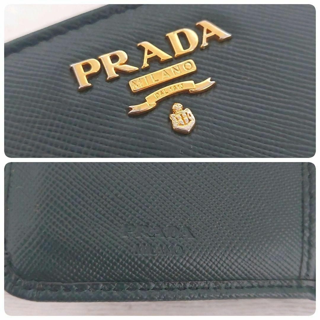 ✨極美品✨PRADA プラダ サフィアーノ 折り財布 ダークグリーン 二つ折り