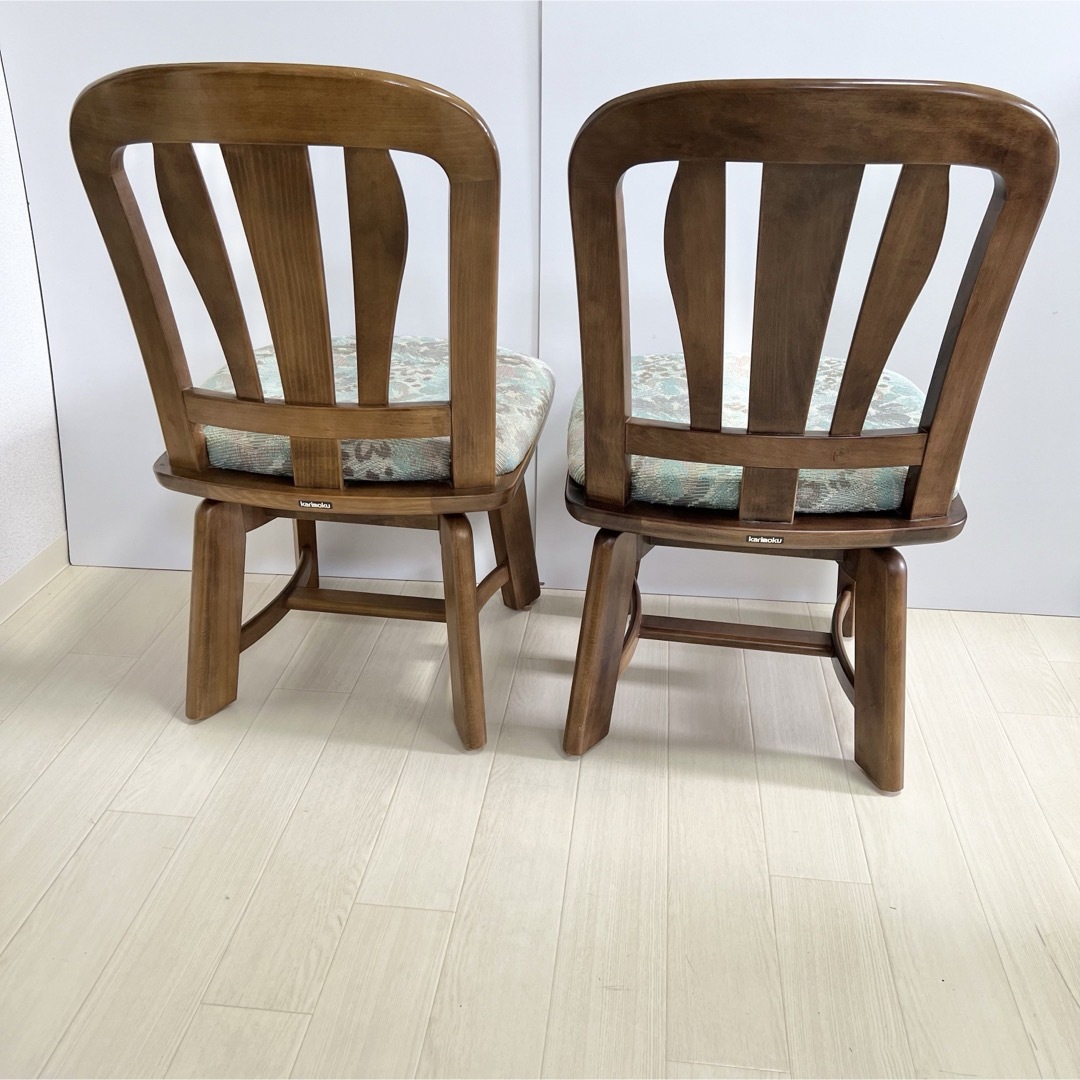 カリモク家具 - カリモク家具 回転式ダイニングチェア 二脚セット 花柄