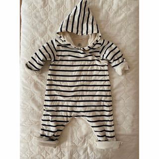 プチバトー(PETIT BATEAU)のプチバトー　マリニエール　前開きロンパース（中綿入り）(カバーオール)