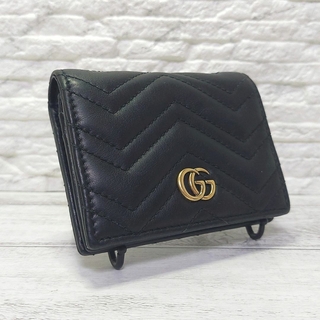 【極美品】グッチ GG マーモント キルティングレザー 二つ折り財布  ブラック