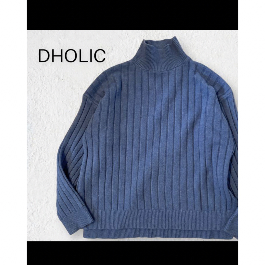 dholic(ディーホリック)のディーホリック リブニット ハイネック サイドスリット ドロップショルダー レディースのトップス(ニット/セーター)の商品写真