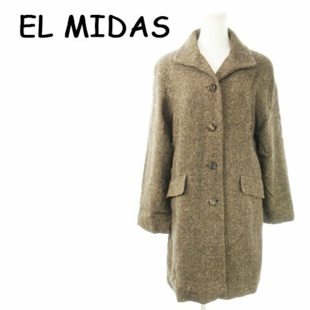 美品 EL MIDAS エルミダ  アンゴラ ロング コート ジャケット 黒