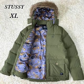 ステューシー　STUSSY ダウン　ダウンジャケット　チェック　アウター　緑　M