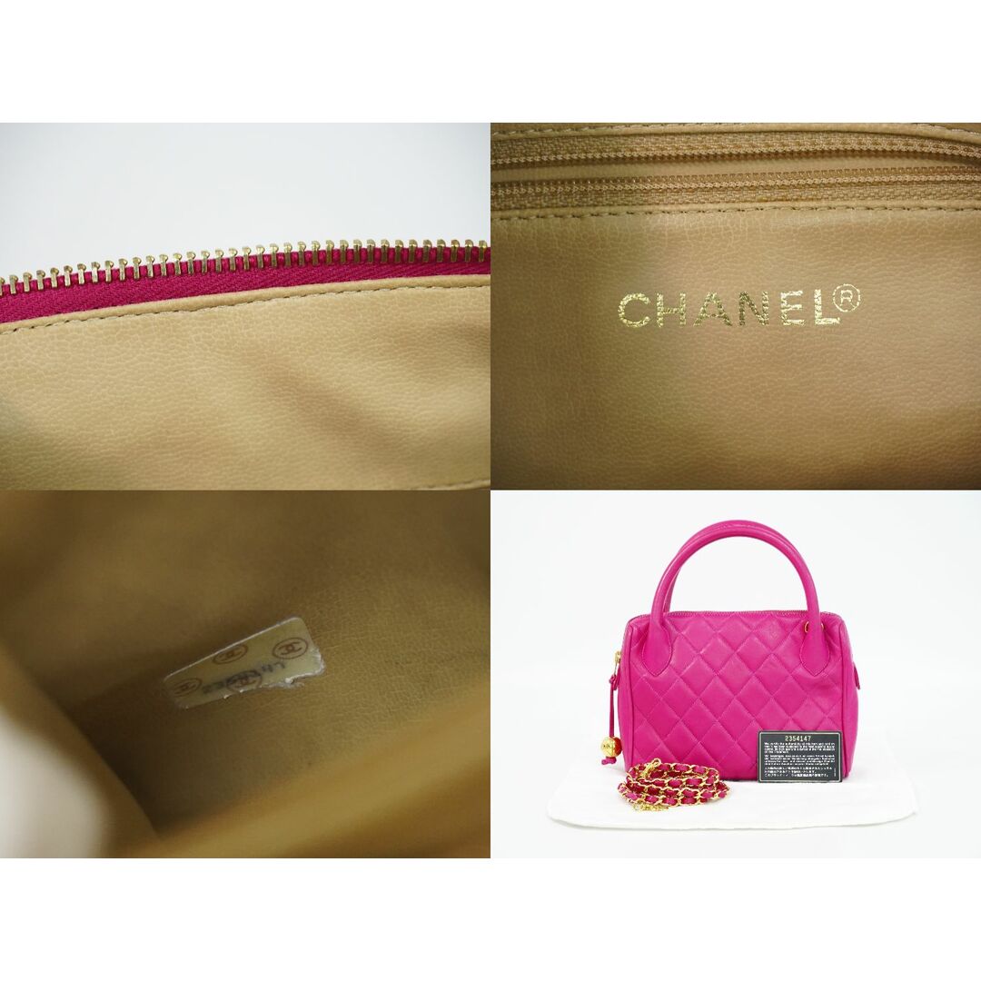 CHANEL(シャネル)の本物 シャネル CHANEL ココマーク マトラッセ 2WAY ショルダーバッグ ハンドバッグ ポシェット ラムスキン レザー ピンク Matelasse バッグ 中古 レディースのバッグ(ショルダーバッグ)の商品写真