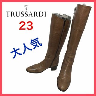 トラサルディ(Trussardi)の★大人気★トラサルディ　ロングブーツ　サイドジップ　チャンキーヒール　23(ブーツ)