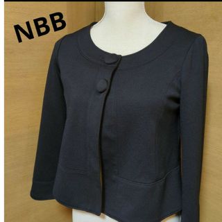 エヌナチュラルビューティーベーシック(N.Natural beauty basic)のNBB★ノーカラージャケット★ニット★ストレッチ★ブラック★黒(ノーカラージャケット)